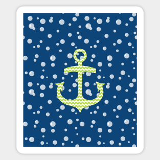 Lime Blue Chevron Nautical Anchor Sticker